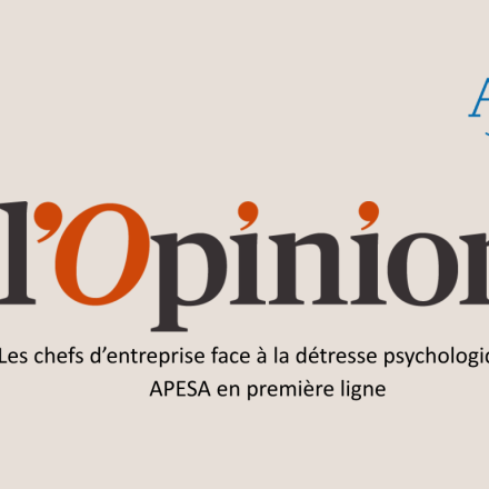 Logo du média L'Opinion mêlé à celui d'APESA France